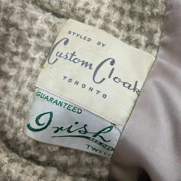 Vintage Custom Cloak Toronto Irish Tweed  Beige Button Jacket - Picture 11 of 11